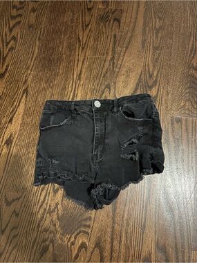 Black Distressed Denim Women’s Shorts
